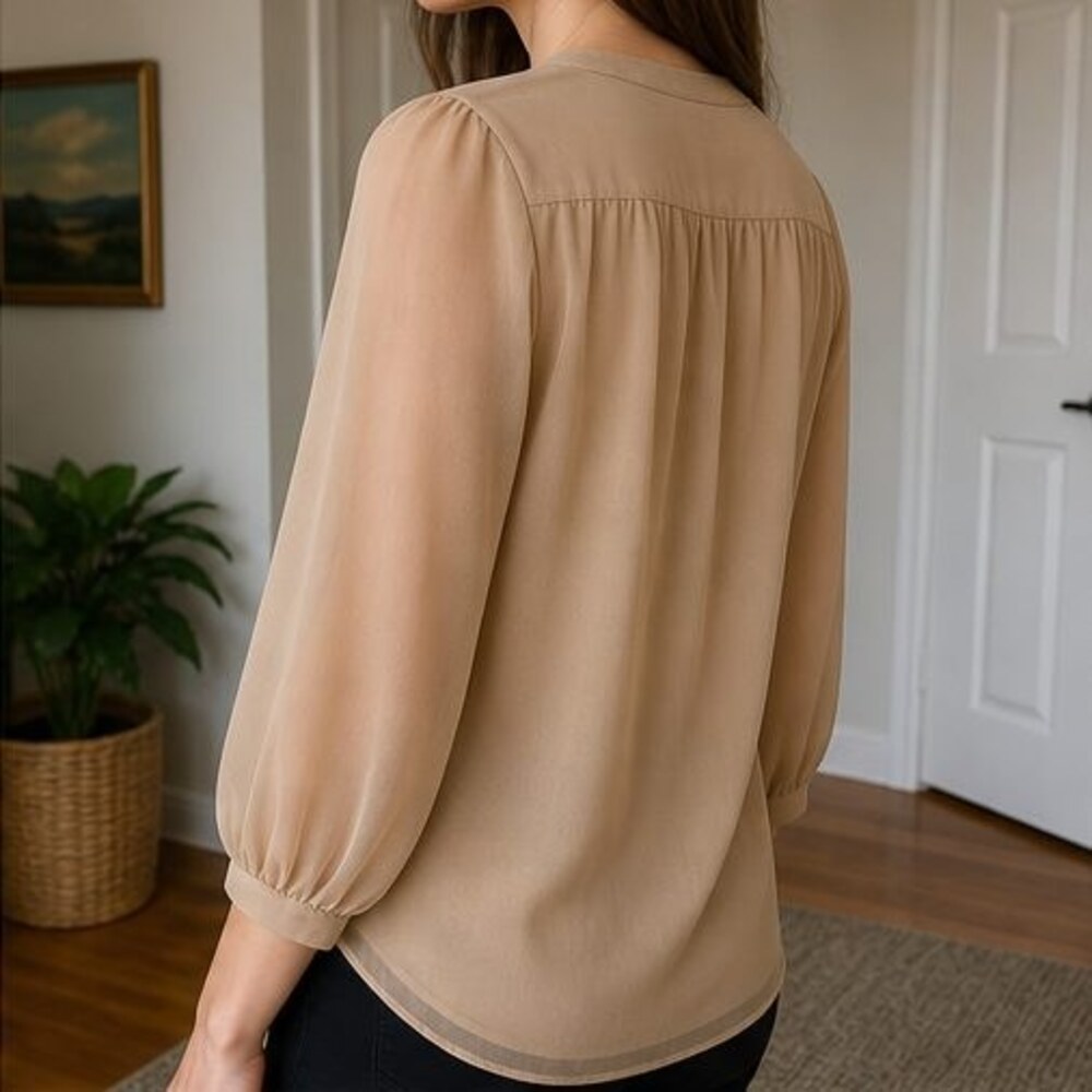 Camel Button Blouse - Picture 3 of 6